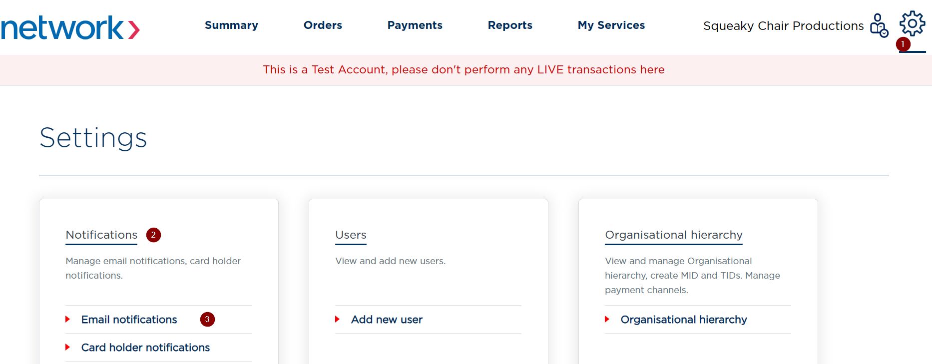 The screenshot illustrates the process of setting up email notificaitons to receive updates on Ngenius payments. Head over to Settings > Notifications > Email Notifications to add your email address from the Ngenius online portal.