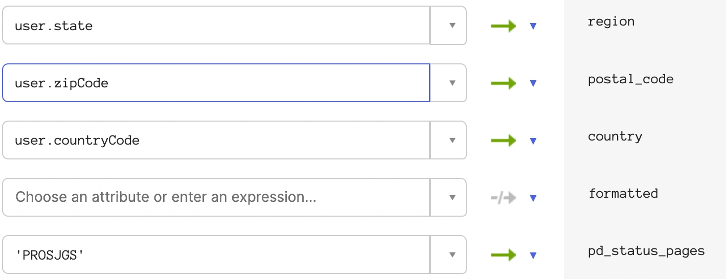 A screenshot of the Okta UI showing how to configure custom claim values