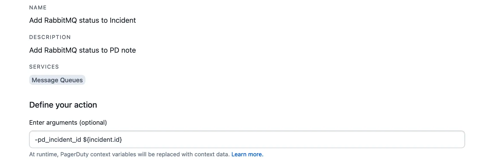 Runbook Automation with context variable Runbook Automation with context variable