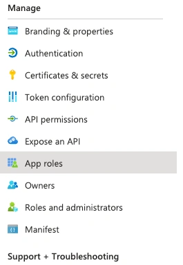 A screenshot of the Azure UI showing to find app roles